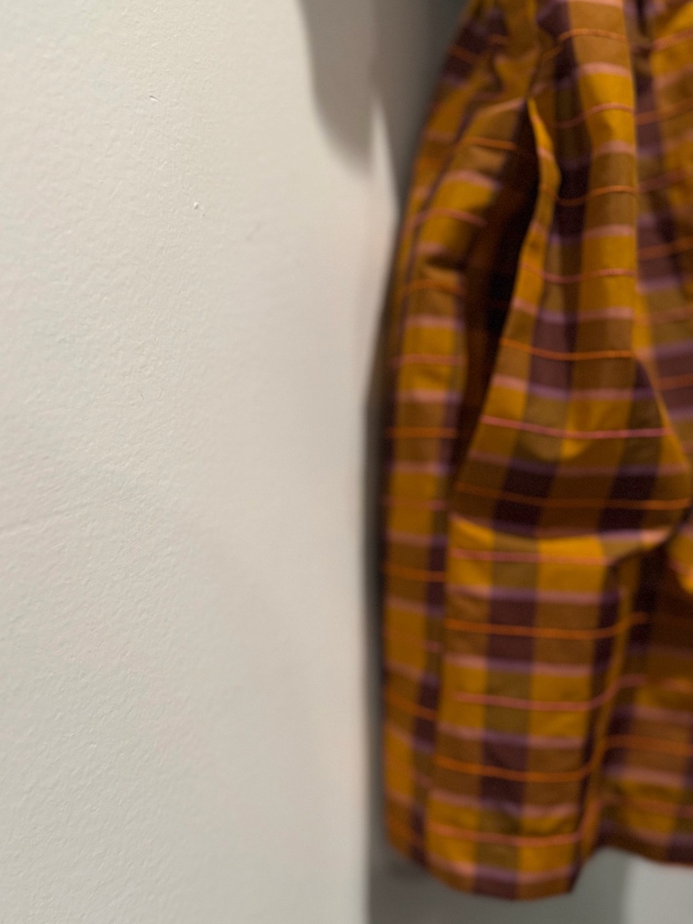 MAEVE Anthropologie Puff-Sleeve Smocked Elastic Romper Brown Orange Plaid Sz. L - Picture 4 of 7